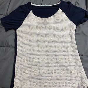 Navy and lace layer tee